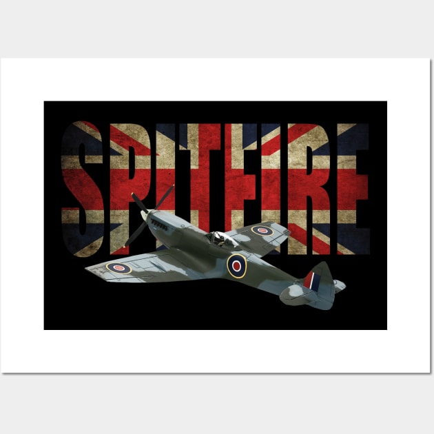 RAF Spitfire UK Union Jack Flag Wall Art by Dirty Custard Designs 